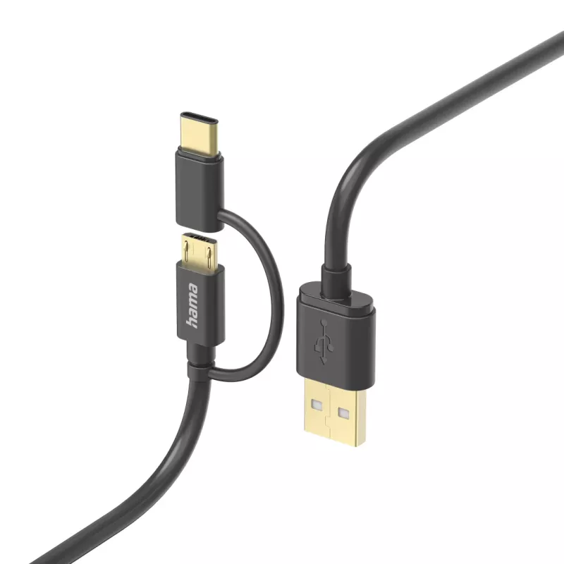 Hama 00201533 USB-kaabel USB 2.0 1 m USB A Micro-USB B Must