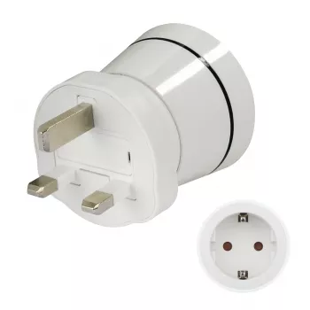 Hama 00223433 toitepistiku adapter Type G (UK), Type C (europistik)+Type F, valge