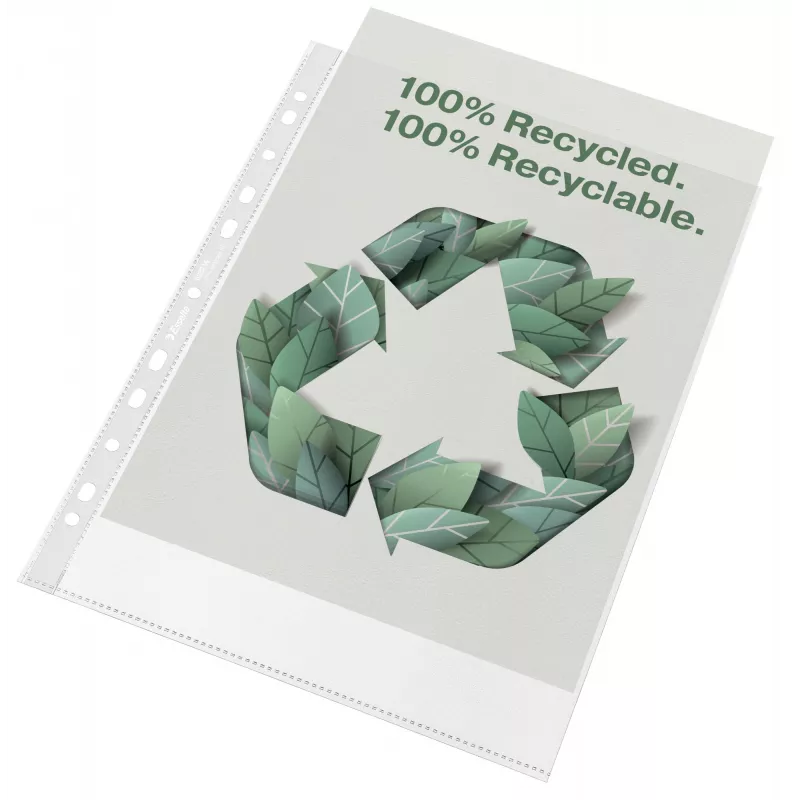Esselte Recycle Tasku A4, 210 x 297 mm (A4), Läbipaistev, Polüpropüleen (PP), Portree, Ülemine, 0.07 mm