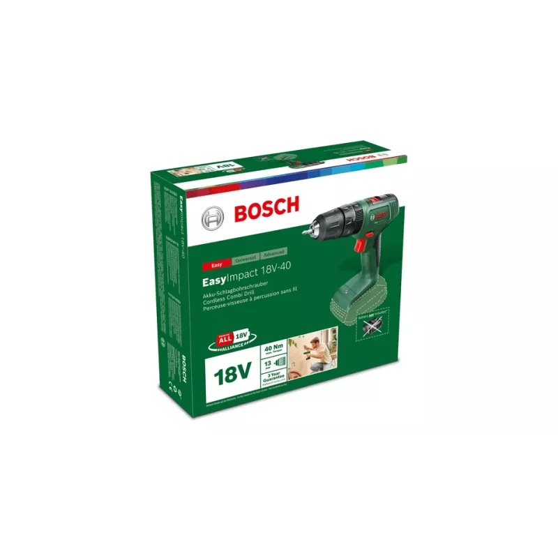 Bosch EasyImpact 18V 40 1630 RPM võtmeta 1,4 kg roheline