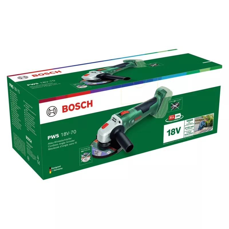 Boschi nurklihvija PWS 18V-70 (paljas tööriist, 125 mm, karp), 10000 p/min, 12,5 cm, aku, 2 kg