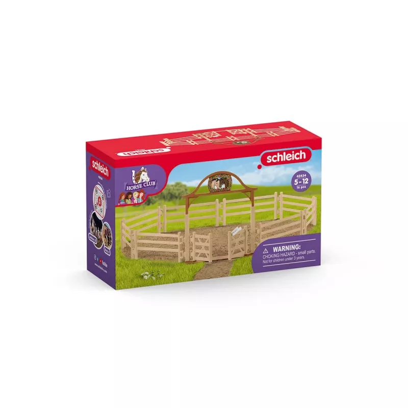 schleich HORSE CLUB Koppel sissepääsuväravaga, mänguasjade tara, alates 5 aastast, Hobusetall, Hobused, Beež, Pruun