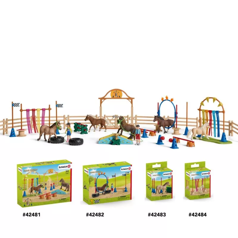 schleich Poni agilitytreening, Agility, Taluloomad / talumänguasjad, 3 a, Mitmevärviline, Plast