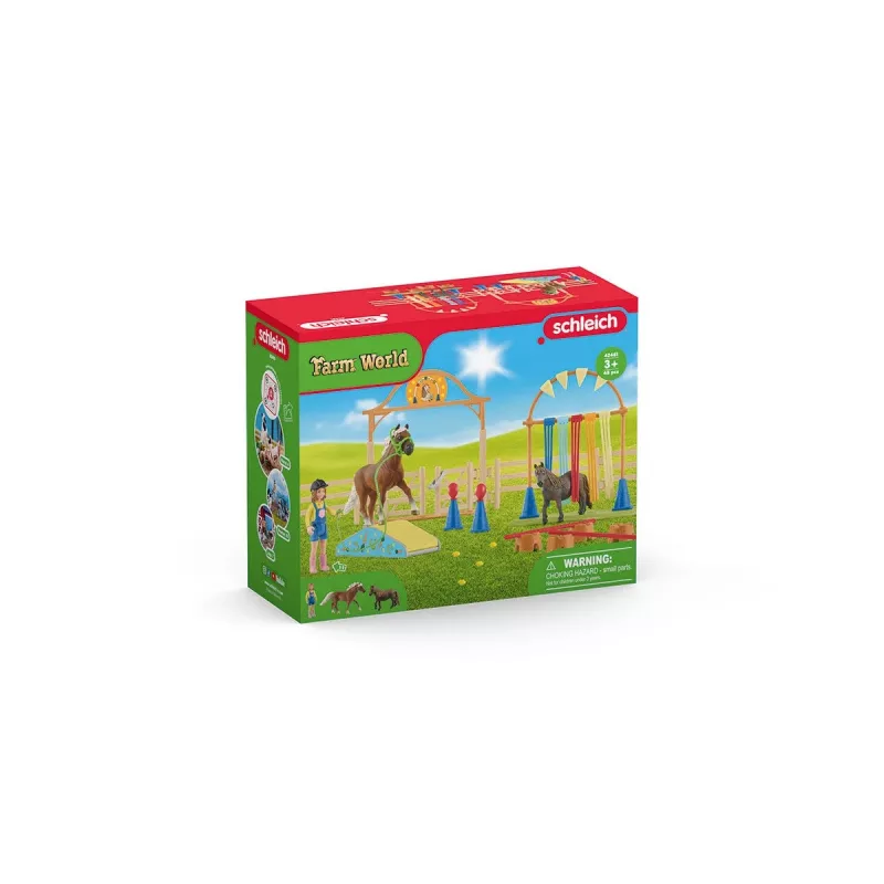 schleich Poni agilitytreening, Agility, Taluloomad / talumänguasjad, 3 a, Mitmevärviline, Plast