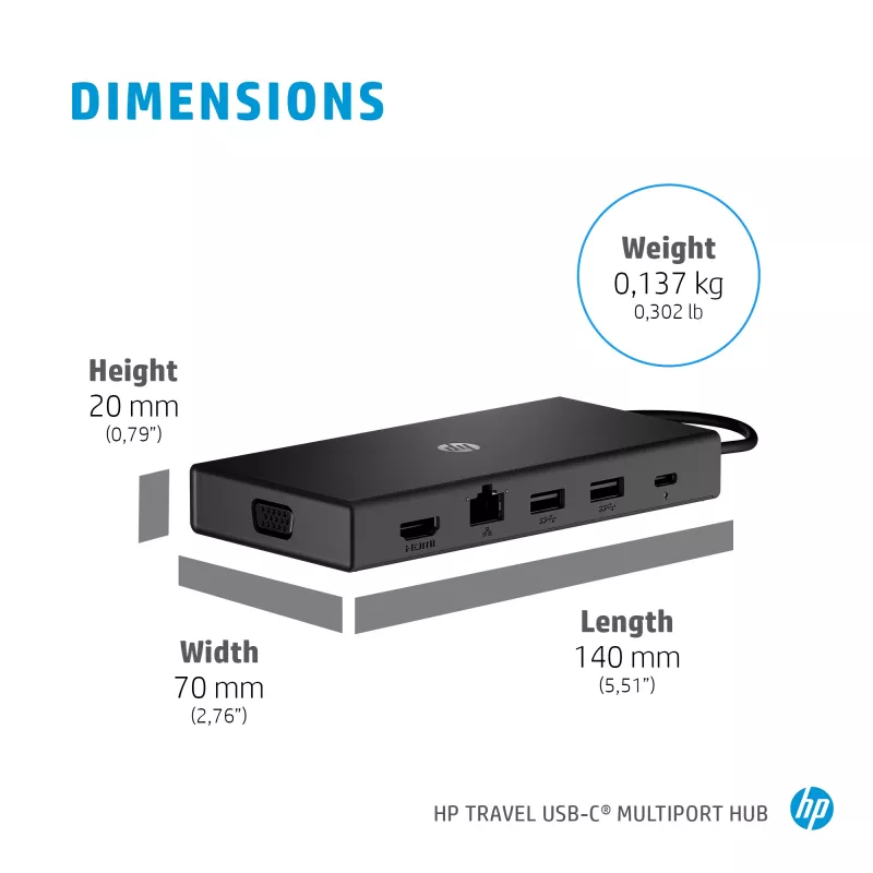 HP 65W USB-C õhuke reisitoiteadapter, sülearvuti, universaalne, 90 V, 47 - 63 Hz, 65 W, 20 V