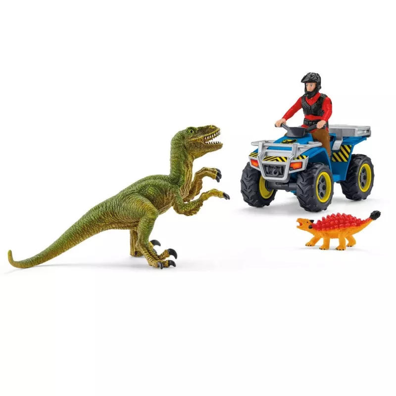 Mängukomplekt Schleich Dinosaurs Quad Escape from Velociraptor