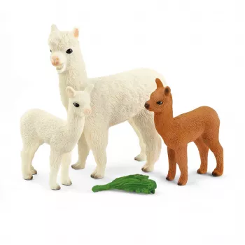 schleich WILD LIFE Alpakakomplekt, 3 a, Wild Life, Pruun, Roheline, Valge, 3 tk