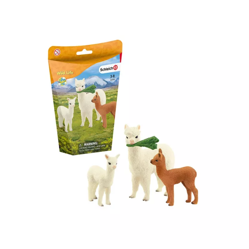 schleich WILD LIFE Alpakakomplekt, 3 a, Wild Life, Pruun, Roheline, Valge, 3 tk