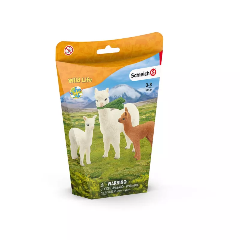schleich WILD LIFE Alpakakomplekt, 3 a, Wild Life, Pruun, Roheline, Valge, 3 tk