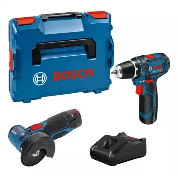 Bosch GSR 12V-15 + GWS 12V-76 +2 akud 2 Ah + GAL 12V-40 (L) Professional aku