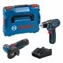 Bosch GSR 12V-15 + GWS 12V-76 +2 akud 2 Ah + GAL 12V-40 (L) Professional aku