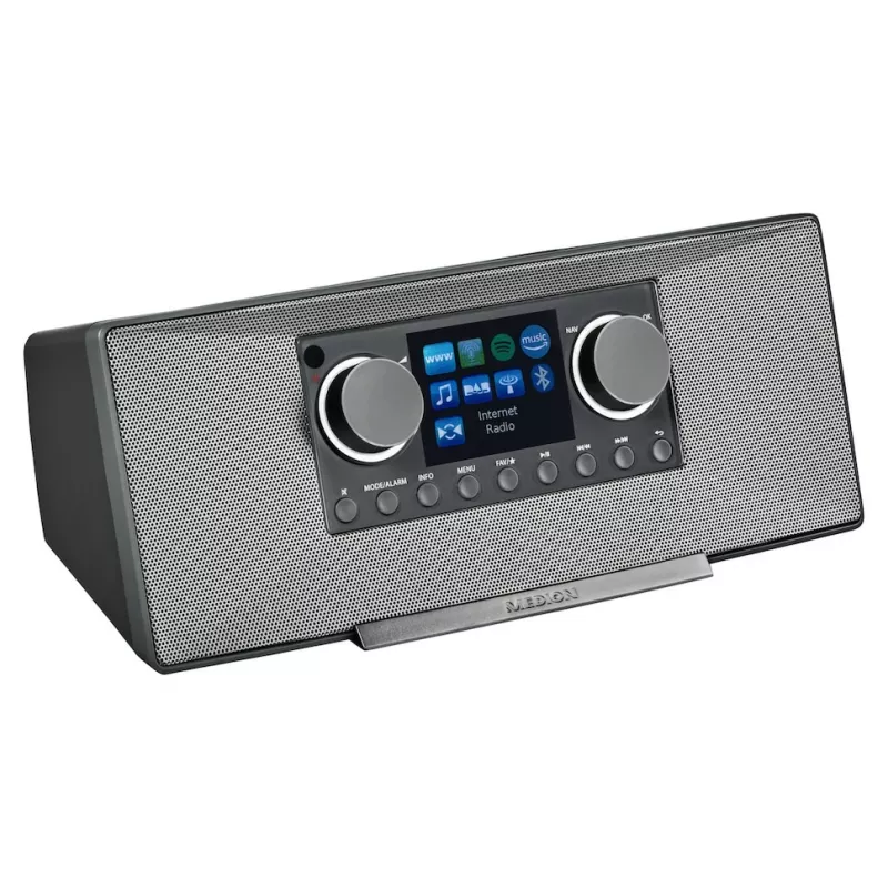 Internetiraadio MEDION LIFE P85333 — DAB+ / FM, 12 W RMS, 2,8-tolline TFT, Wi‑Fi 802.11a/b/g, 3,5 mm pesa, hall