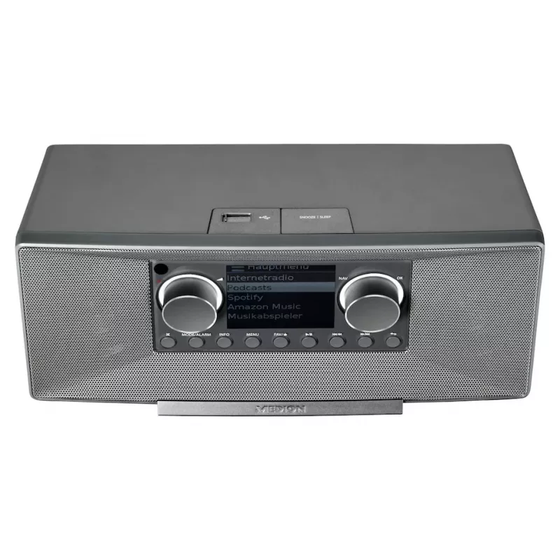 Internetiraadio MEDION LIFE P85333 — DAB+ / FM, 12 W RMS, 2,8-tolline TFT, Wi‑Fi 802.11a/b/g, 3,5 mm pesa, hall