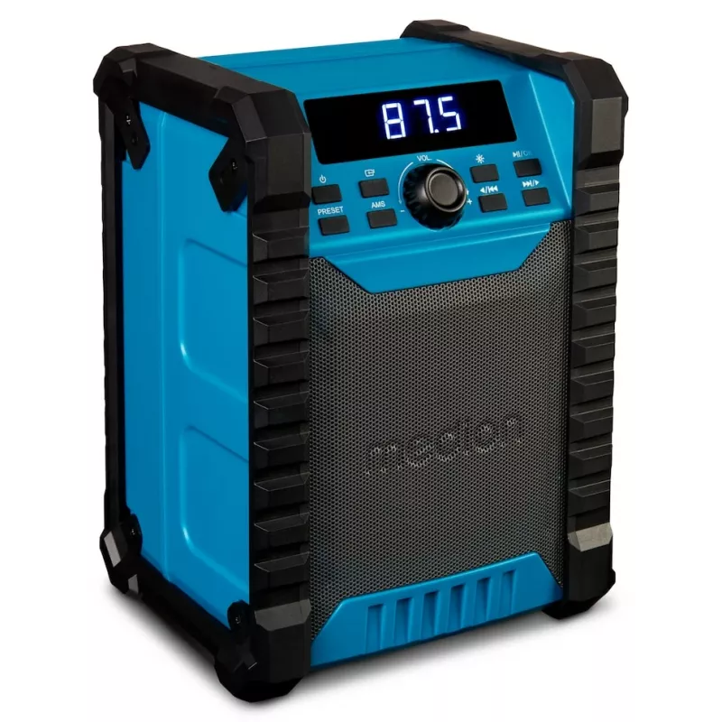 Kaasaskantav digitaalraadio MEDION LIFE E65895 (MD 43895) — PLL-tuuner, 10 W RMS, LCD, Bluetooth 10 m, IP54, väline antenn, must/sinine