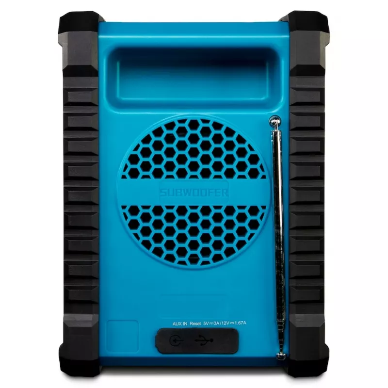 Kaasaskantav digitaalraadio MEDION LIFE E65895 (MD 43895) — PLL-tuuner, 10 W RMS, LCD, Bluetooth 10 m, IP54, väline antenn, must/sinine