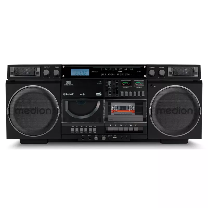 Muusikasüsteem MEDION LIFE P66538 — 20 W, 2-suunalised kõlarid, DAB+/FM/PLL, Bluetooth, LCD-ekraan, must