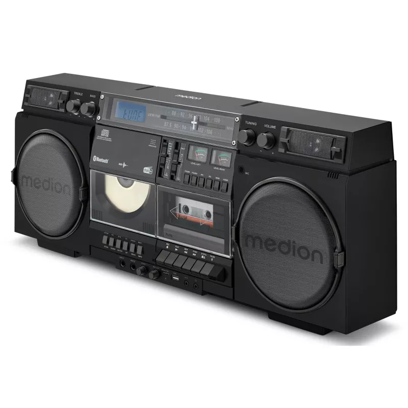 Muusikasüsteem MEDION LIFE P66538 — 20 W, 2-suunalised kõlarid, DAB+/FM/PLL, Bluetooth, LCD-ekraan, must
