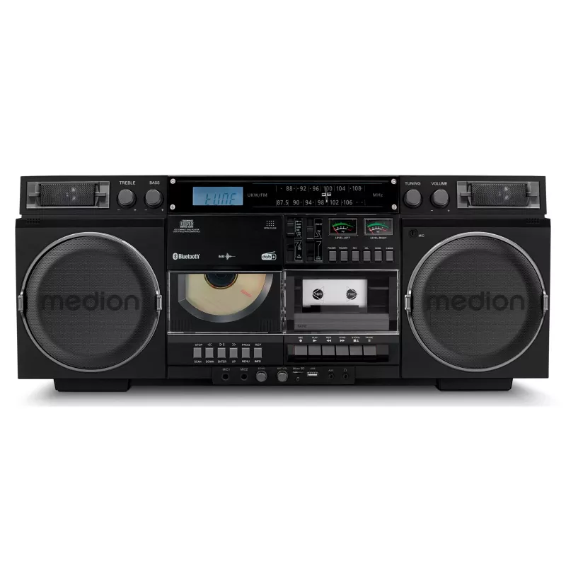 Muusikasüsteem MEDION LIFE P66538 — 20 W, 2-suunalised kõlarid, DAB+/FM/PLL, Bluetooth, LCD-ekraan, must