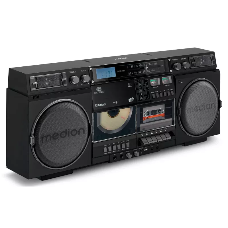 Muusikasüsteem MEDION LIFE P66538 — 20 W, 2-suunalised kõlarid, DAB+/FM/PLL, Bluetooth, LCD-ekraan, must