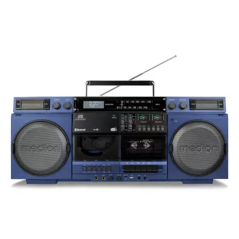 MEDION LIFE P66538 20 W sinine kompaktne audiosüsteem — 20 W RMS, 2-suunalised kõlarid, DAB+/PLL, Bluetooth 10 m, eestlaaditav plaat