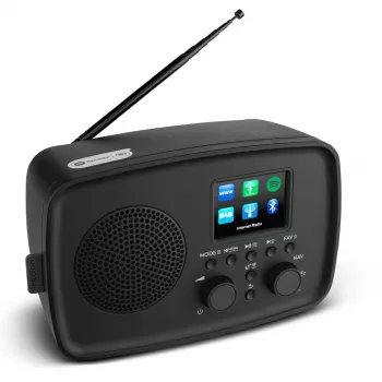 Internetiraadio MEDION 50078817 — DAB+/FM, Wi‑Fi (802.11a/b/g), 5 W RMS, 2,4-tolline TFT, must, Spotify tugi, IPX1