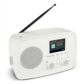 Personaalne raadio MEDION MD89288 — DAB+ / FM, 5 W RMS, TFT 2,4 tolli (6,1 cm), valge, AC 100–240 V