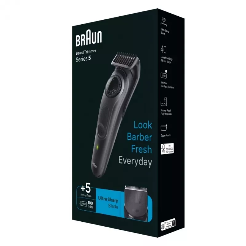 Braun BeardTrimmer 5 BT5420 habemetrimmer Aku 40 2 cm Must