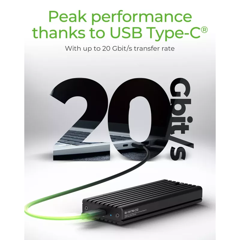 ICY BOX IB-1917M-C32 SSD korpus Must M.2 USB-toitel
