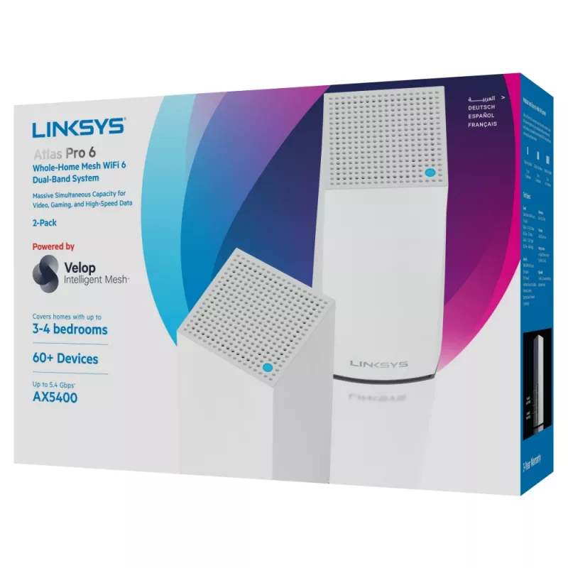 Linksys AX5400 Whole Home Mesh WiFi 6 kaheribaline süsteem, 2-pakk