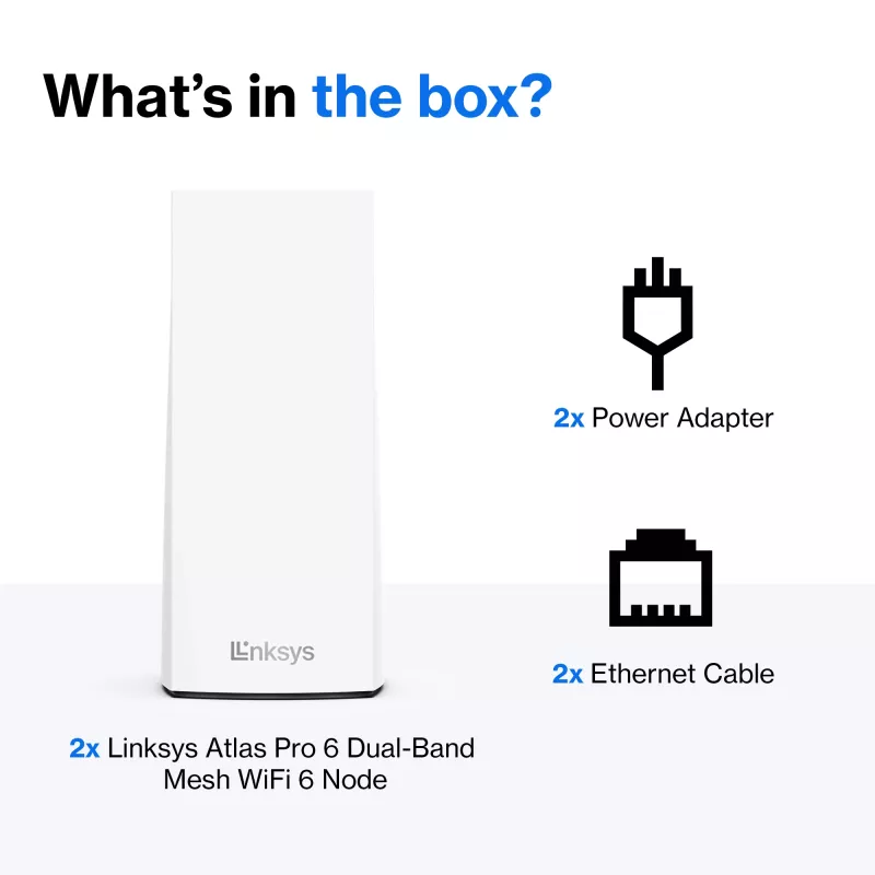 Linksys AX5400 Whole Home Mesh WiFi 6 kaheribaline süsteem, 2-pakk
