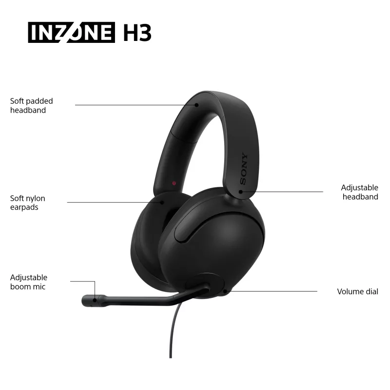 Juhtmega kõrvaklapid Sony INZONE H3 — must, mudel MDRG300B.CE7