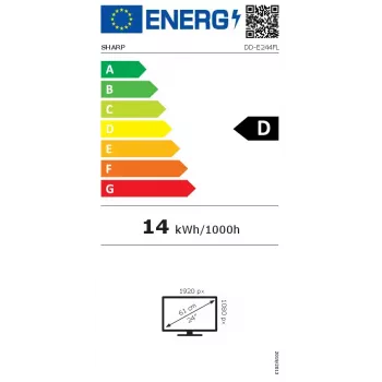 24-tolline Sharp MultiSync E244FL LCD-kuvar, Full HD 1920x1080, VA-paneel, 6 ms, USB 3.2 jaotur, VESA, kõrgusreguleeritav, must