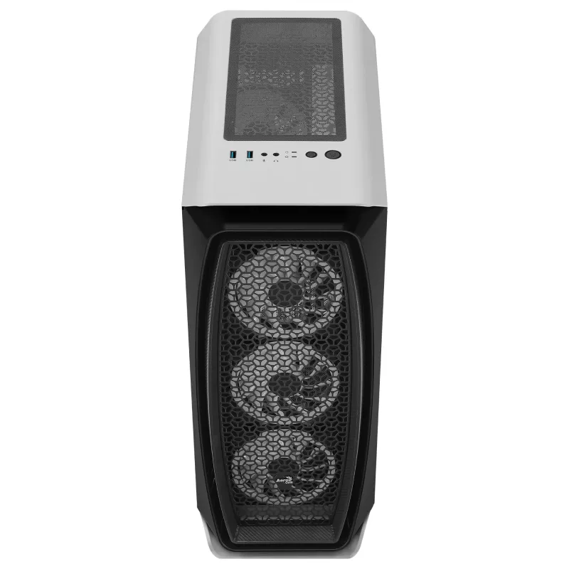Aerocool AEROONEDUOWHV1 mängude ATX-korpus 4 ARGB-ventilaatoriga, valge, midi-torn, arvuti, valge, ATX, mikro-ATX, Mini-ITX, akrüülnitriilbutadieenstüreen (ABS), SPCC, mängimine