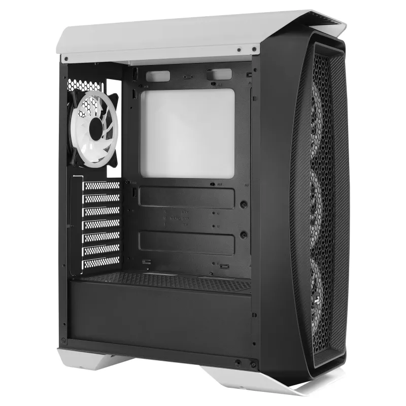 Aerocool AEROONEDUOWHV1 mängude ATX-korpus 4 ARGB-ventilaatoriga, valge, midi-torn, arvuti, valge, ATX, mikro-ATX, Mini-ITX, akrüülnitriilbutadieenstüreen (ABS), SPCC, mängimine