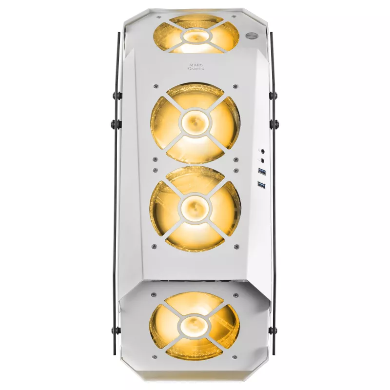 Mars Gaming MC51W valge arvutimängude ATX korpus kahe karastatud klaasiga, 5x RGB 12 cm ventilaator