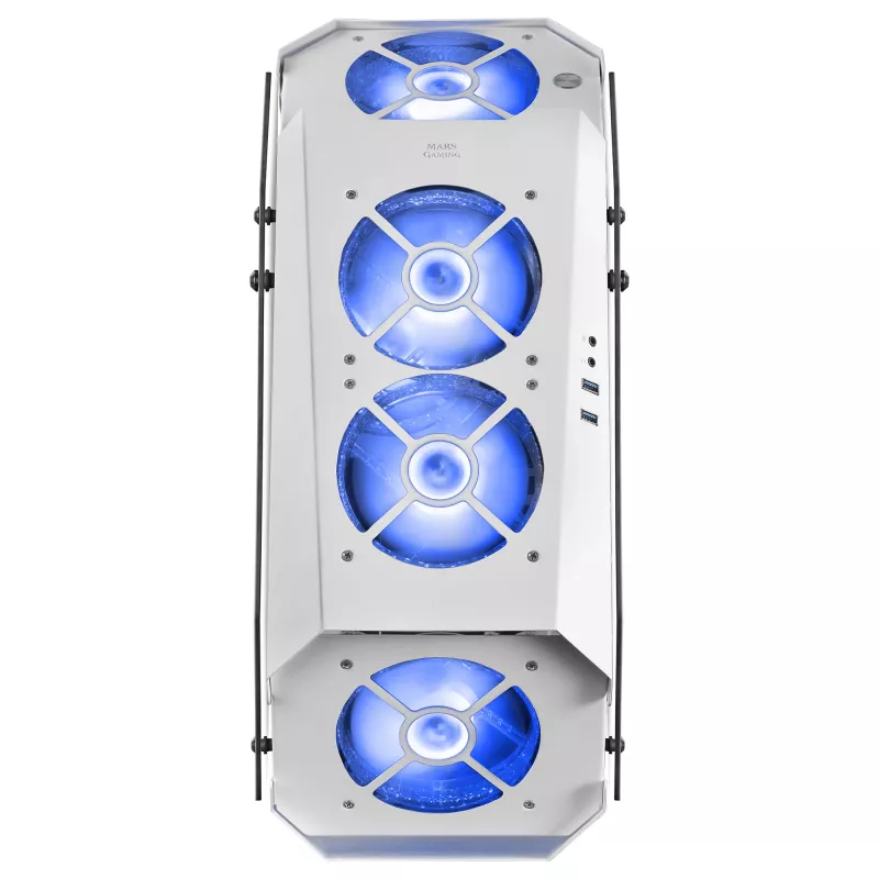 Mars Gaming MC51W valge arvutimängude ATX korpus kahe karastatud klaasiga, 5x RGB 12 cm ventilaator