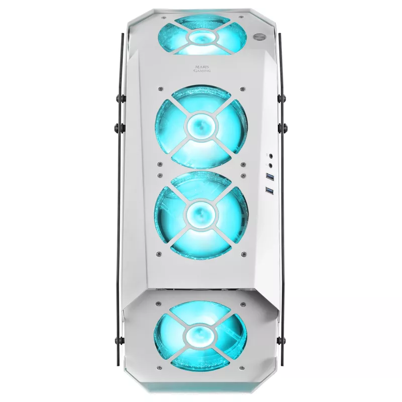 Mars Gaming MC51W valge arvutimängude ATX korpus kahe karastatud klaasiga, 5x RGB 12 cm ventilaator