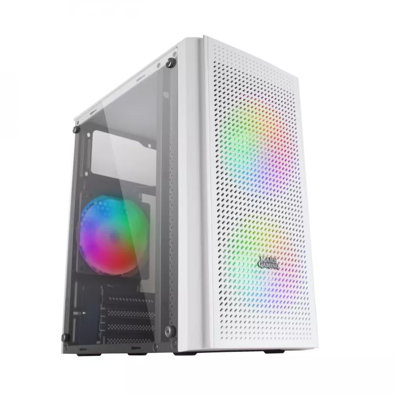 Mars Gaming MC300W Micro ATX karastatud klaasiga arvutikorpus 3xFrGB ventilaator valge