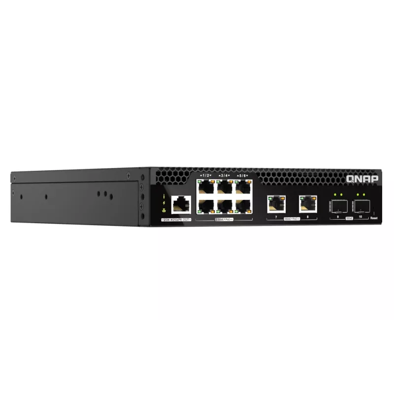 QNAP QSW-M2106PR-2S2T võrgukommutaator Hallatav L2 10G Ethernet (100/1000/10000) Toide üle Etherneti (PoE) 1U Must