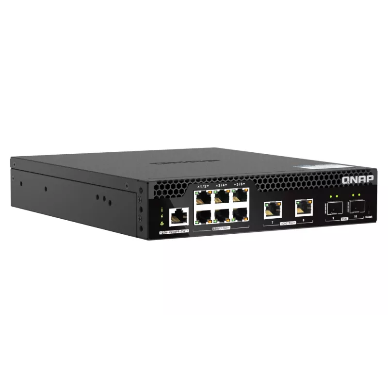 QNAP QSW-M2106PR-2S2T võrgukommutaator Hallatav L2 10G Ethernet (100/1000/10000) Toide üle Etherneti (PoE) 1U Must
