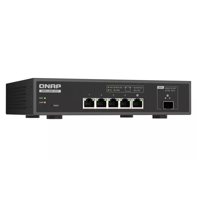 QNAP QSW-L3205-1C4T 4 hallatav 10G Ethernet (100/1000/10000) lauaarvuti must