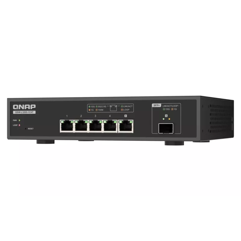 QNAP QSW-L3205-1C4T 4 hallatav 10G Ethernet (100/1000/10000) lauaarvuti must