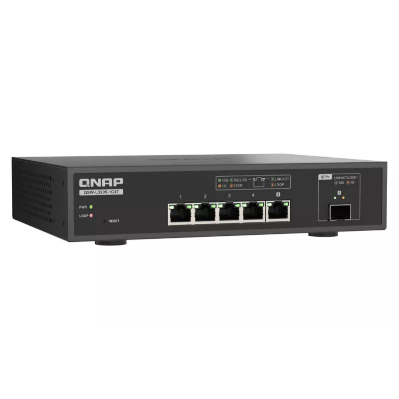 QNAP QSW-L3205-1C4T 4 hallatav 10G Ethernet (100/1000/10000) lauaarvuti must