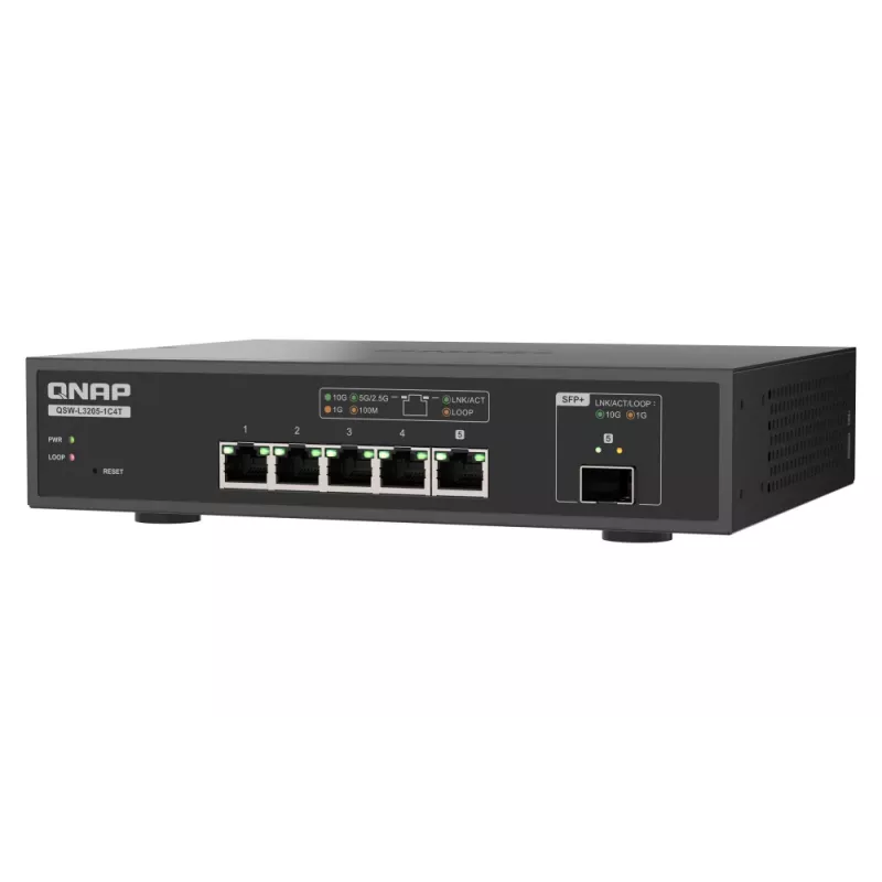 QNAP QSW-L3205-1C4T 4 hallatav 10G Ethernet (100/1000/10000) lauaarvuti must