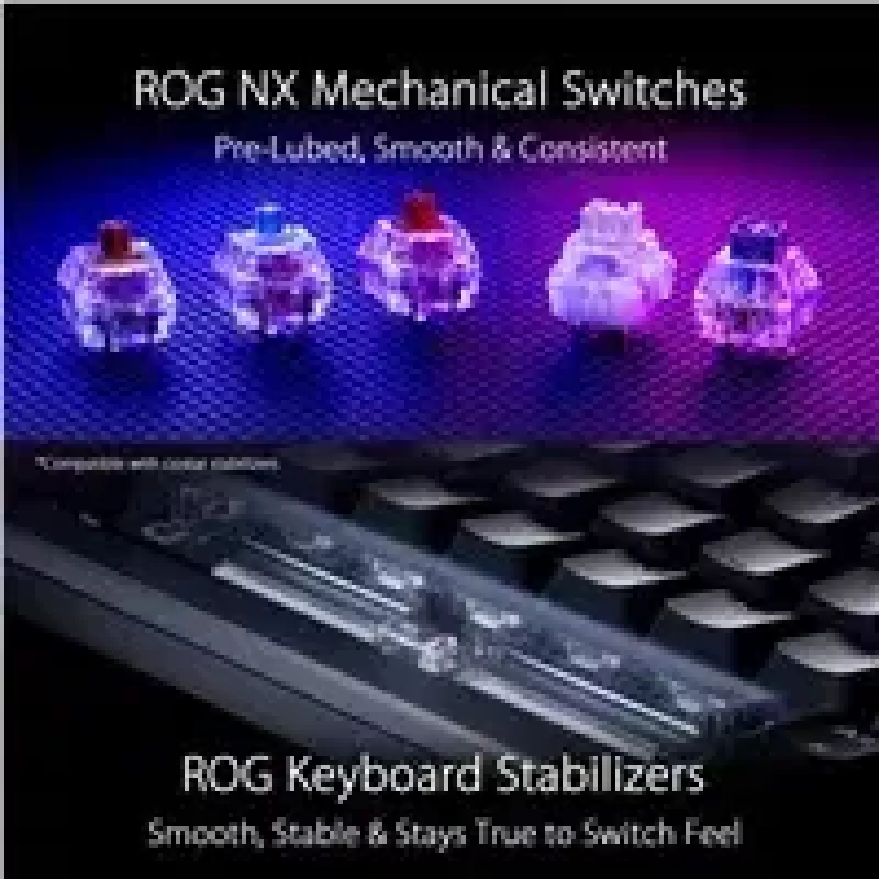 ASUS ROG Azoth klaviatuur mängimiseks USB + RF Juhtmeta + Bluetooth Valge