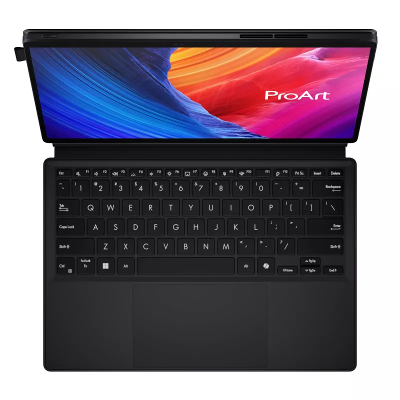 ASUS ProArt PZ13 HT5306QA-LX004W Copilot+ PC Snapdragon X1P-42-100 hübriid (2-in-1) 33,8 cm (13,3-tolline) puuteekraan 3K 16 GB LPDDR5x-SDRAM 1 TB SSD Wi-Fi 7 (802.11be) Windows 11 Home saksa must