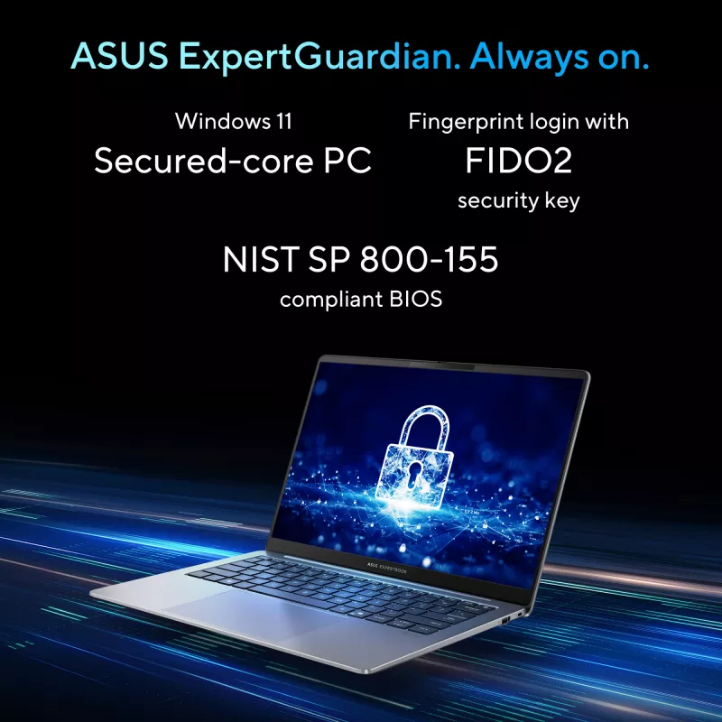 ASUS ExpertBook P5 P5405CSA-NZ0174X Intel Core Ultra 5 226V sülearvuti 35,6 cm (14 tolli) WQXGA 16 GB LPDDR5x-SDRAM 512 GB SSD Wi-Fi 6E (802.11ax) Windows 11 Pro US International hall