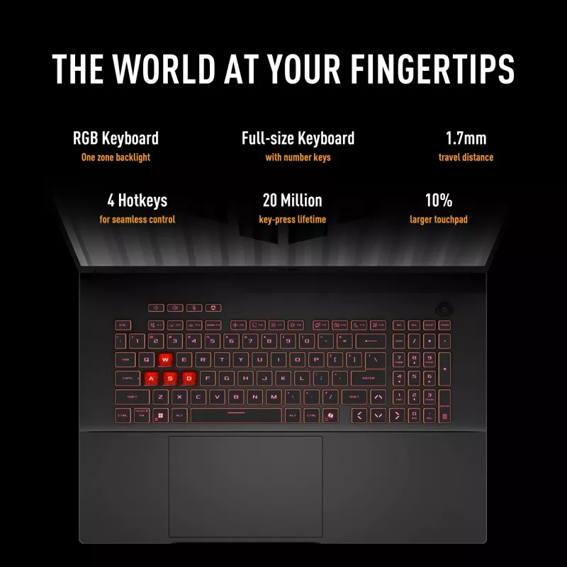ASUS TUF Gaming A18 FA808UM-S8069W AMD Ryzen™ 7 260 sülearvuti 45.7 cm (18 tolli) WUXGA 16 GB DDR5-SDRAM 512 GB SSD NVIDIA GeForce RTX 5060 Wi-Fi 6E (802.11ax) Windows 11 Home Hollandi hall