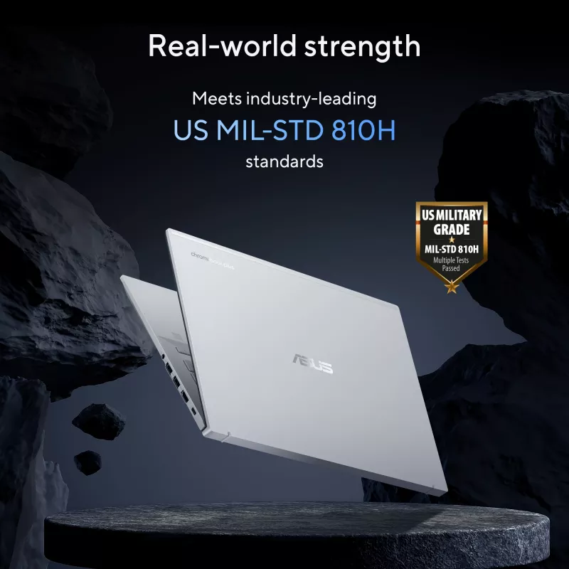 ASUS Chromebook Plus Enterprise CB54 CB5403CMA-QM0916 Intel Core Ultra 7 155U 35,6 cm (14-tolline) puutetundlik WQXGA 16 GB LPDDR5x-SDRAM 256 GB SSD Wi-Fi 6E (802.11ax) ChromeOS USA rahvusvaheline hõbedane