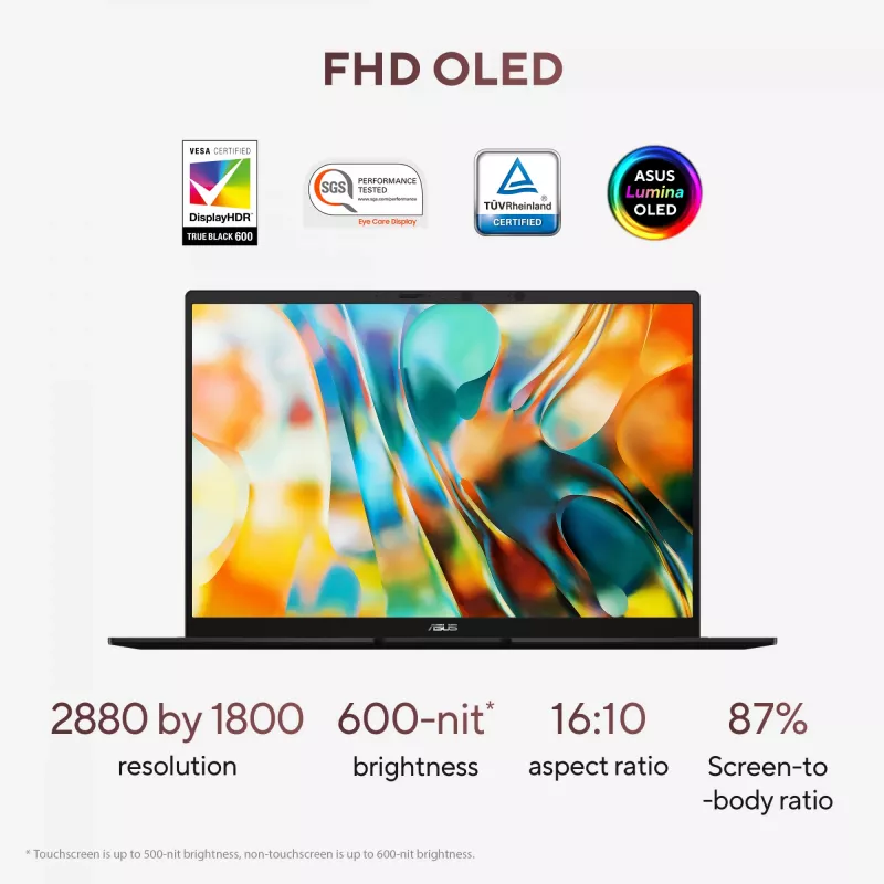 ASUS Zenbook 14 OLED UM3406GA-QD031W Copilot+ PC AMD Ryzen™ AI 7 445 sülearvuti 35,6 cm (14 tolli) WUXGA 32 GB LPDDR5x-SDRAM 1 TB SSD Wi-Fi 6E (802.11ax) Windows 11 Home Dutch Must